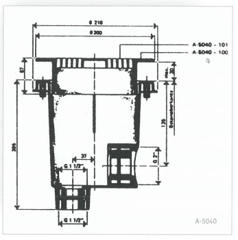 Bodenablauf rund für Betonbecken mit Gitterblende in Kunststoff